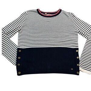 Superdry Striped Sweater Nautical Fine Detailers Buttons Women's M 100% Cotton